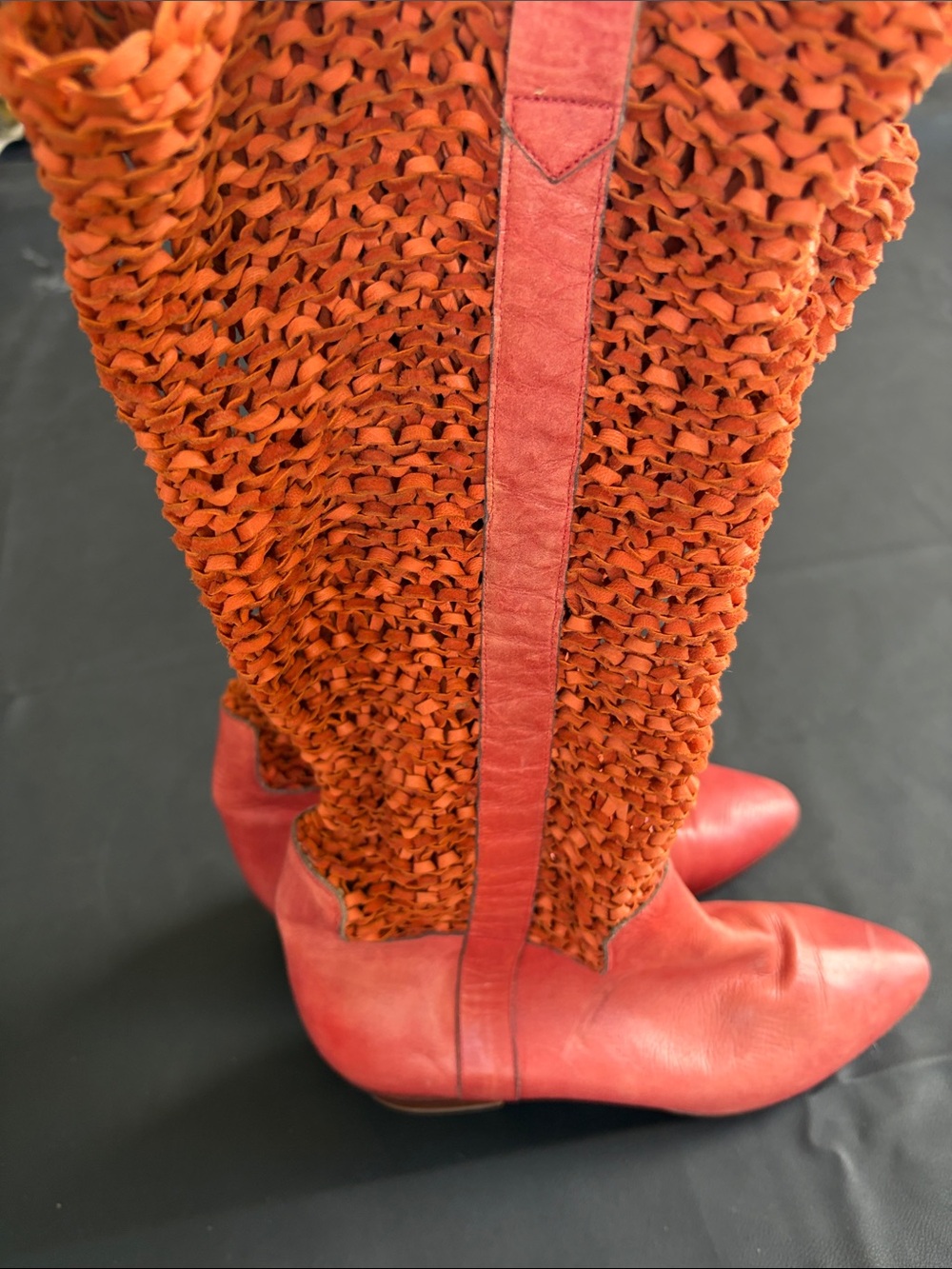 Russell & Bromley Coral Woven Knee High Leather Boots EU 39 Made Italy - Picture 5 of 9